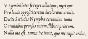 Sample of original italic typeface designed by Ludovico Arrighi ca 1527.