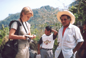 Pictured is Anthropology graduate student Kristina Tiedje doing field research in the Huasteca region of Mexico, 2002.