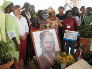 Pictured is Jennifer Erickson (second from left) with women from the South Sudan Women's Empowerment Network in Juba, South Sudan, August 2008.