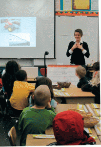 Megan Burke teaches first graders in a spring 2010 CSWS Road Scholars presentation.