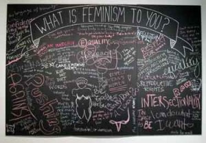 This picture of a graffiti blackboard was one of several items on display at the Feminist Museum.