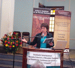 Researcher Lynn Stephen speaks at a seminar in Guatemala in 2015.