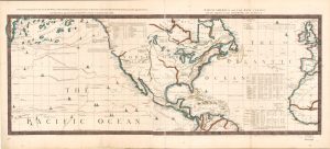 Pictured is a historic map of North America and the West Indies.
